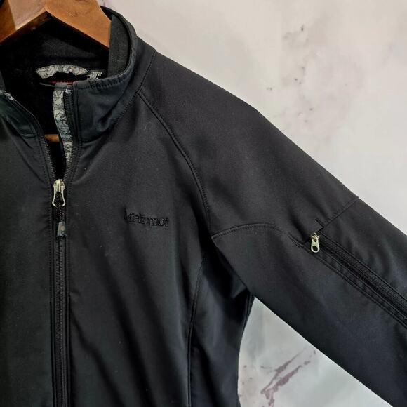 Marmot Jacket Womens Small Black Fleece Lined Full Zip Stretch Hoodless - Picture 13 of 14